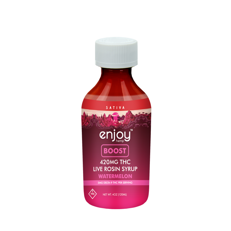 Enjoy Boost Delta 9 THC Live Rosin Syrup 420mg - Watermelon (Sativa)