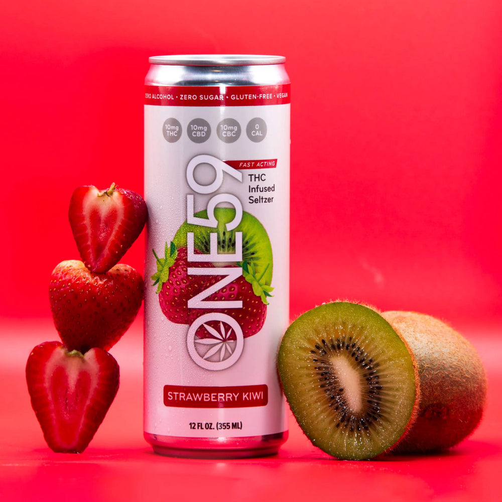 ONE59 Strawberry Kiwi THC Infused Beverage - 12oz 10mg THC|10mg CBD | 10mg CBC