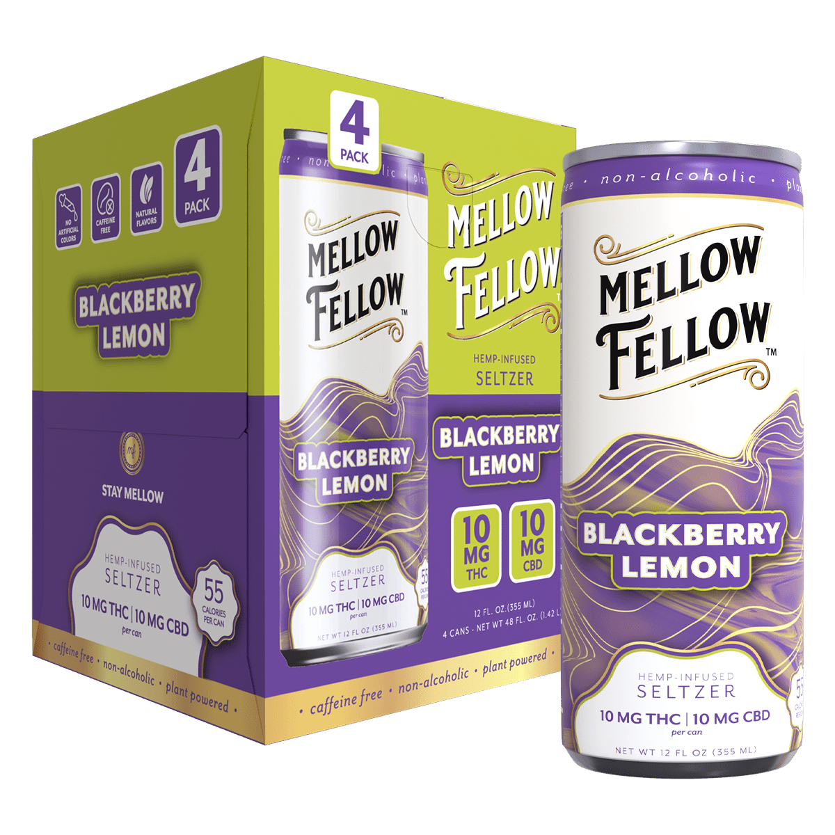 Mellow Fellow Delta 9 10MG THC + 10MG CBD Seltzer Beverage 20MG