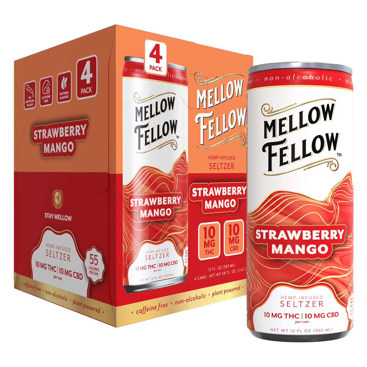Mellow Fellow Delta 9 10MG THC + 10MG CBD Seltzer Beverage 20MG
