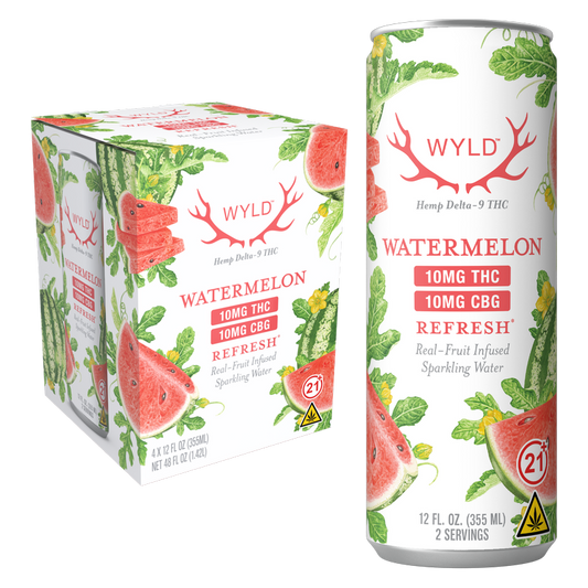 Wyld Watermelon Refresh THC Sparkling Water 10mg THC/serving 10mg CBG/serving 12oz