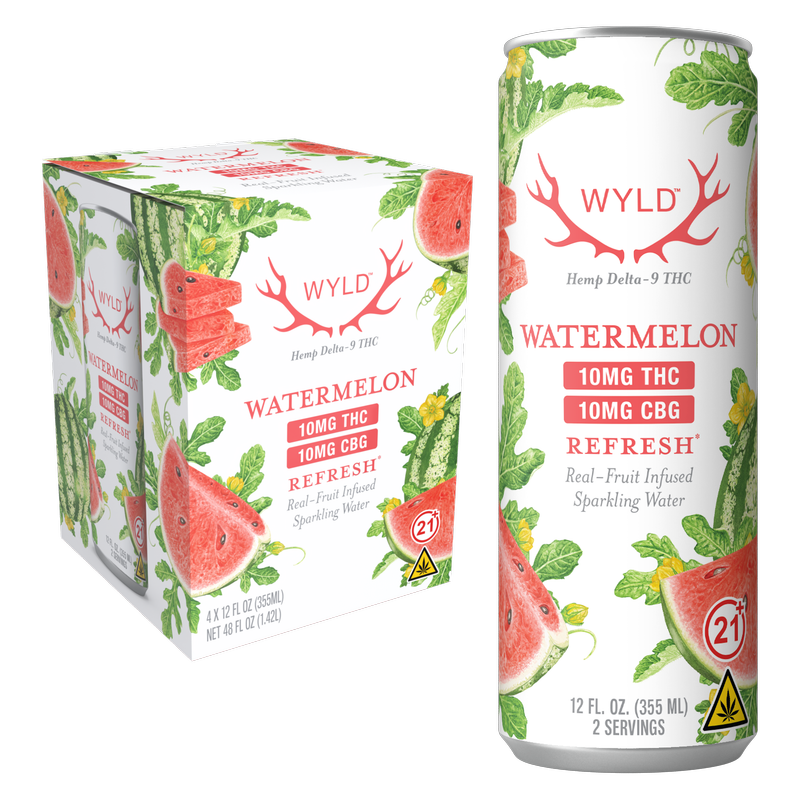Wyld Watermelon Refresh THC Sparkling Water 10mg THC/serving 10mg CBG/serving 12oz