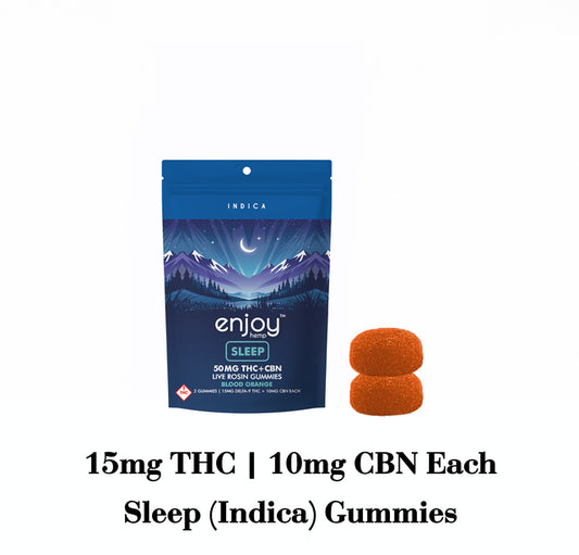 Enjoy Live Rosin 50 mg Deep Sleep Gummies Delta 9 THC + CBN - Indica-Infused Blood Orange (25 mg each | 2 gummies)