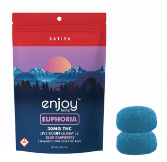 Enjoy Live Rosin 30 mg Delta 9 THC Gummies for Euphoria - Sativa-Infused Blue Raspberry