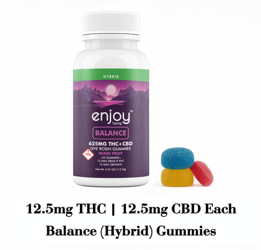 Enjoy 625 mg Balance 1:1 Live Rosin Delta 9 THC/CBD Gummies - 25 mg each (Hybrid)