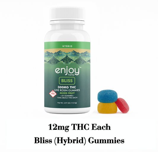 Enjoy Live Rosin Delta 9 THC 300mg Gummies for Bliss (Hybrid) - 25 gummies | 12 mg each
