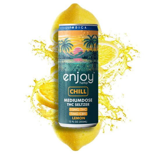 Enjoy 10mg THC + 5mg CBN Lemon Seltzer for Chill (Indica) | Medium dose