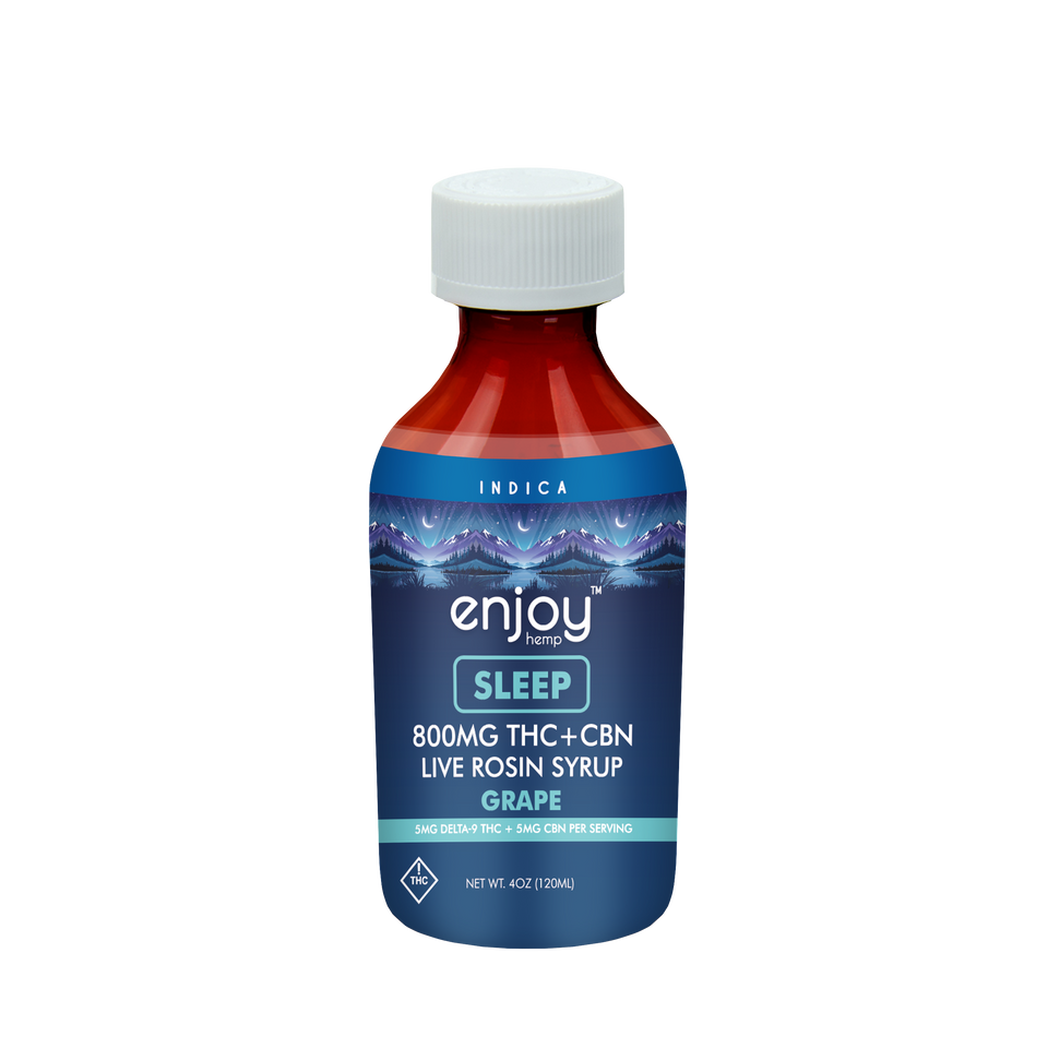 Enjoy 800 mg Live Rosin Delta 9 THC + CBN Syrup for Sleep - Grape (Indica)