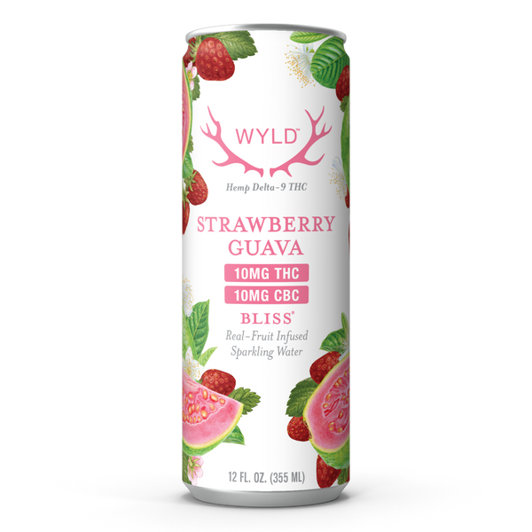 Wyld Strawberry Guava Bliss THC Sparkling Water 10mg THC/serving 10mg CBC/serving 12oz