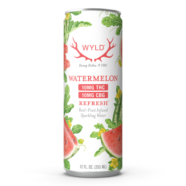 Wyld Watermelon Refresh THC Sparkling Water 10mg THC/serving 10mg CBG/serving 12oz