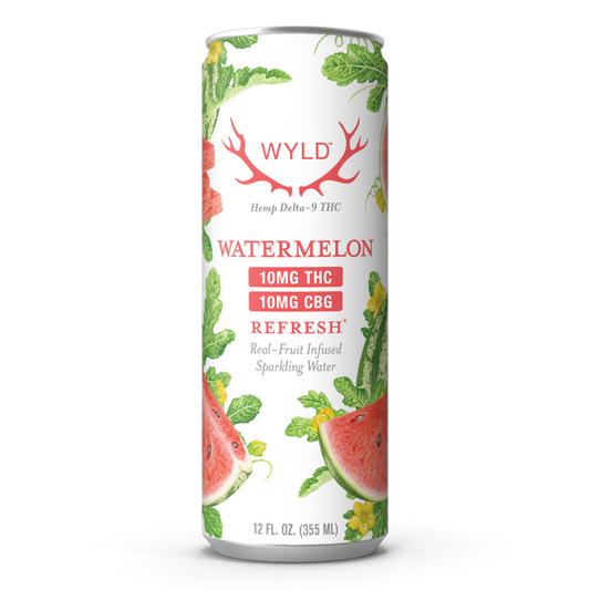 Wyld Watermelon Refresh THC Sparkling Water 10mg THC/serving 10mg CBG/serving 12oz