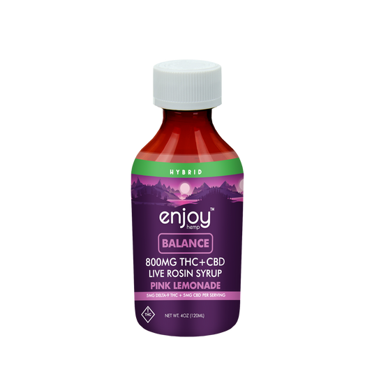 Enjoy 800 mg Balance 1:1 Live Rosin Delta 9 THC/CBD Syrup - Pink Lemonade (Hybrid)