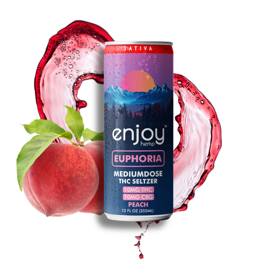 enjoy 10mg THC + 10mg CBG Peach Seltzer for Euphoria (Sativa) | Medium dose