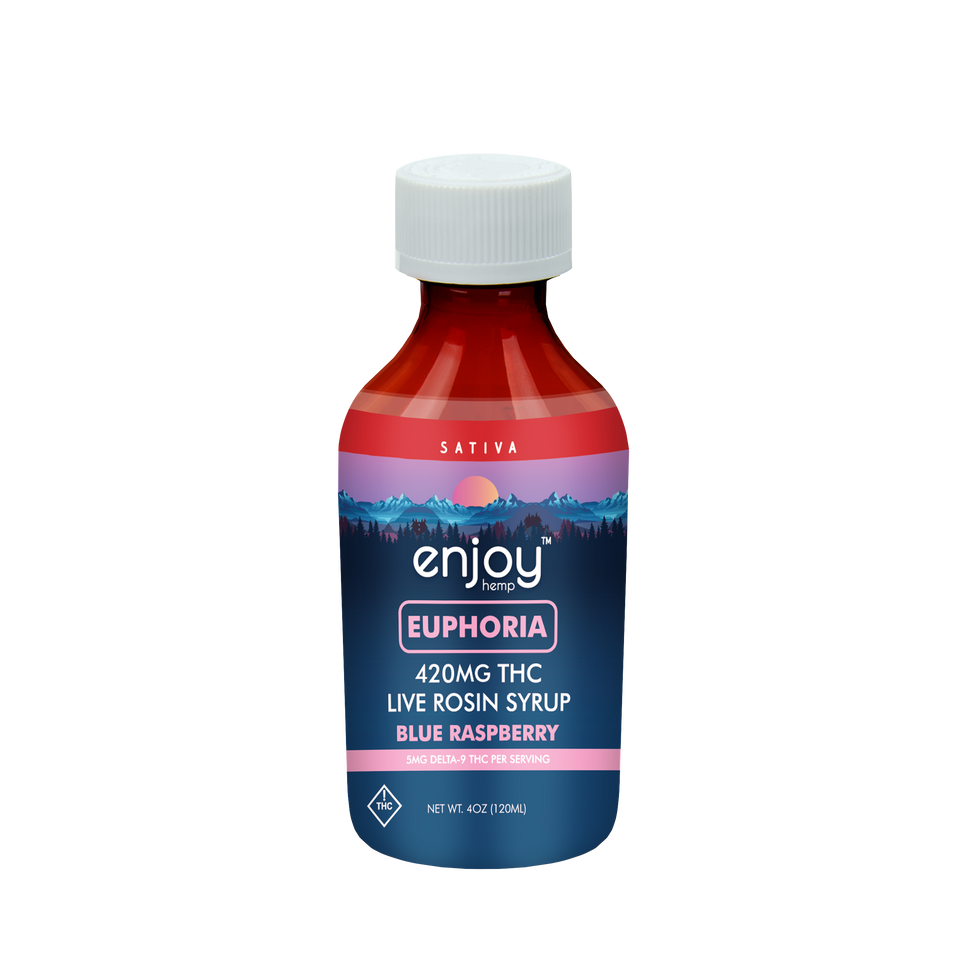 Enjoy Euphoria Delta 9 THC Live Rosin Syrup 420mg - Blue Raspberry (Sativa)