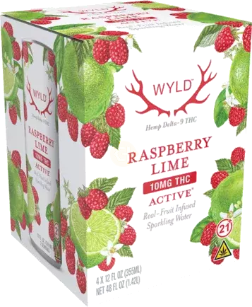 Wyld Raspberry Lime Active THC Sparkling Water 10mg THC/serving 12oz